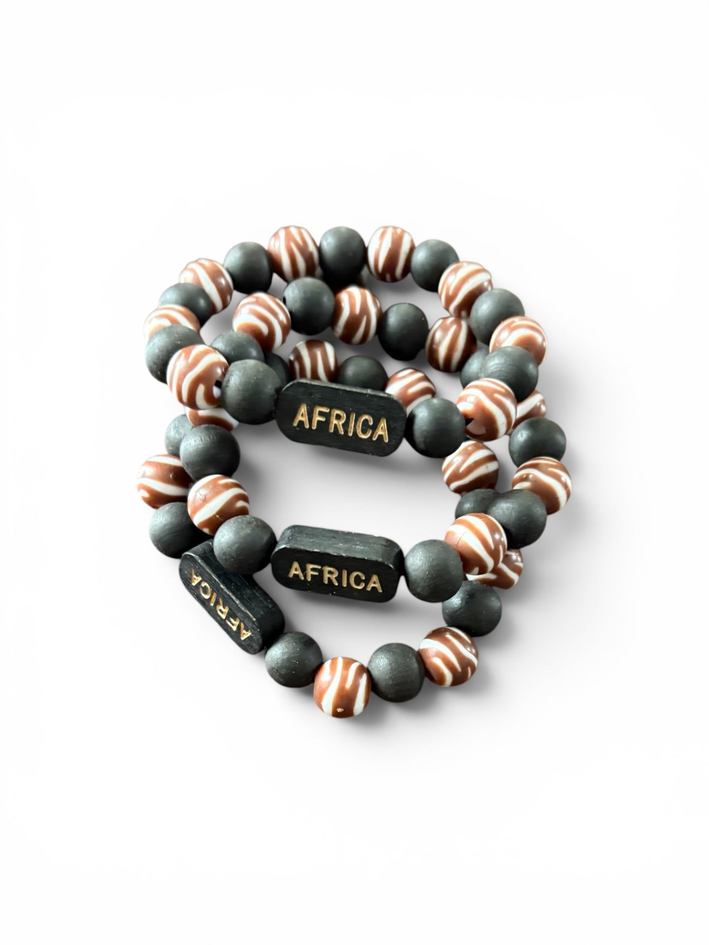 Bracelet multirangs en perles de bois