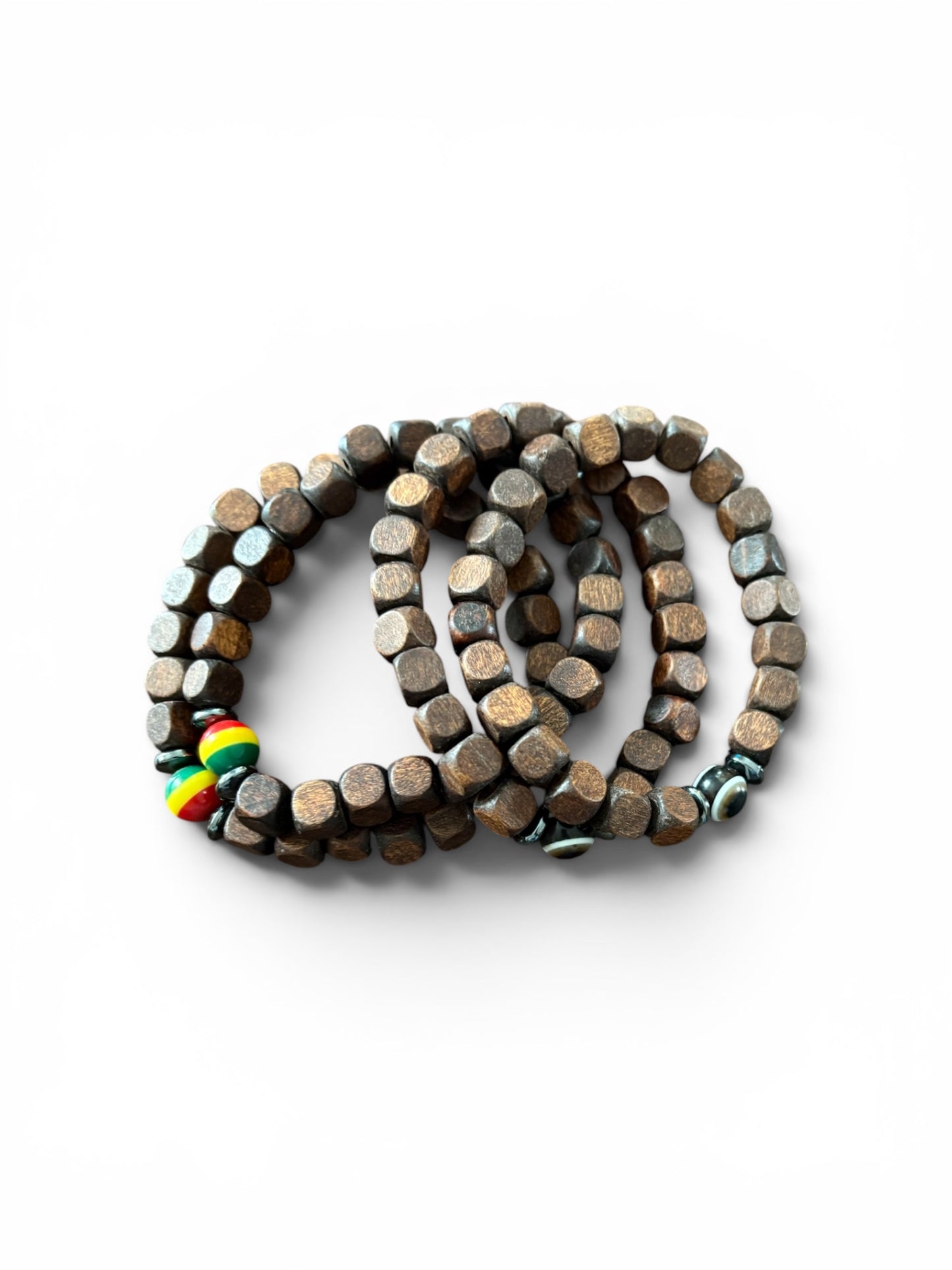 Bracelet multirangs en perles de bois